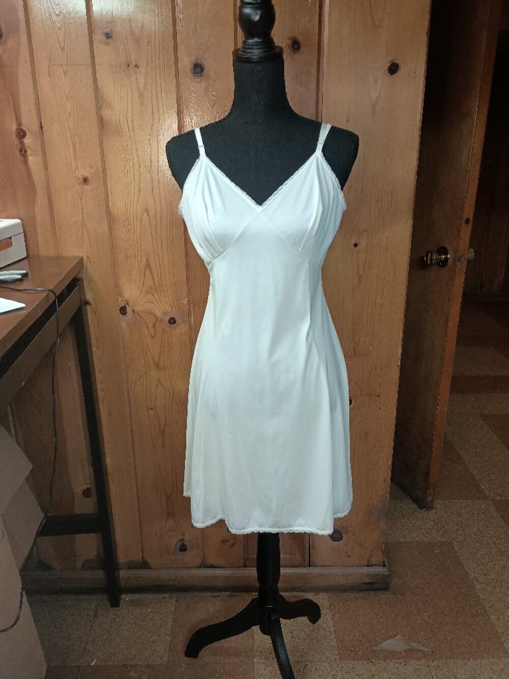 Vintage Full Slip Gaymode for JC Penney White Size 36/14S Antron Nylon Lace Trim
